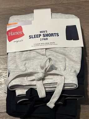 Hanes 2 Pairs French Terry Sleep Shorts Size Large New